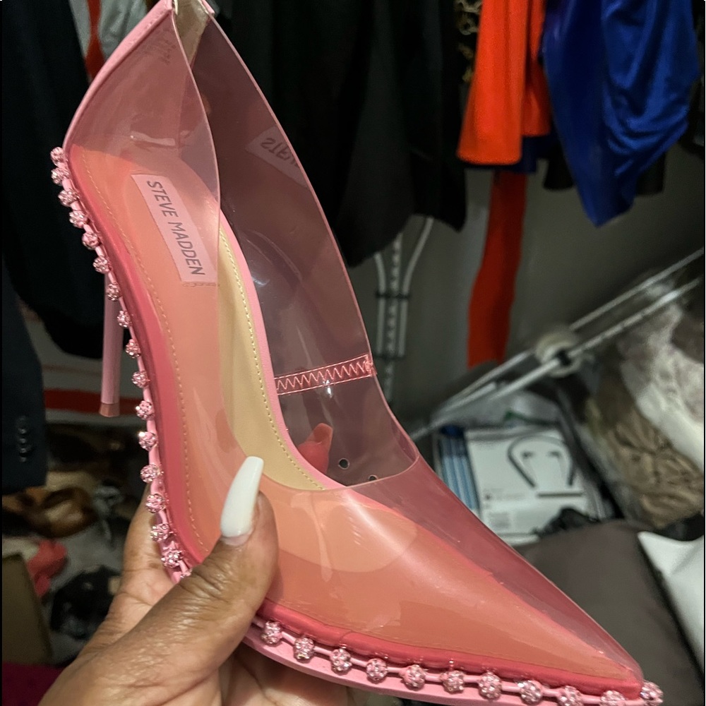 Steven Madden pink clear pump